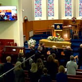 The funeral service of Very Rev Dr David McGaughey on February 4, 2021. The service took place at Mourne Presbyterian Church, Kilkeel, County Down, where he was minister for 31 years.