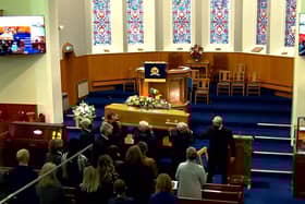 The funeral service of Very Rev Dr David McGaughey on February 4, 2021. The service took place at Mourne Presbyterian Church, Kilkeel, County Down, where he was minister for 31 years.