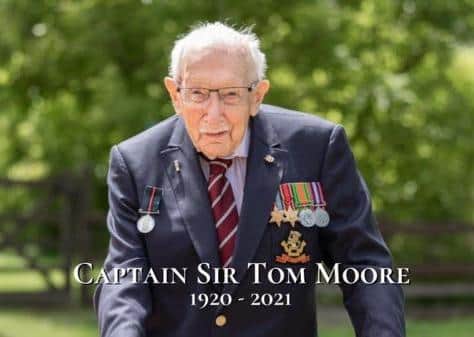 Captain Sir Tom Moore passed away on February 2. Pic supplied by Mid and East Antrim Council.