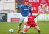 Andy Waterworth up against Portadown at Shamrock Park in November. Pic by PressEye Ltd.