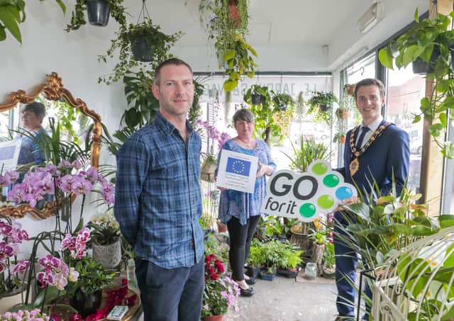 Local florist, Will Kerr, left, opened his own florist shop, Le Jardin Sauvage in Ballymena, thanks to support from the Go For It Programme in association with Mid & East Antrim Borough Council.