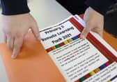 Remote learning packs at St Ronan's Primary School in Newry, Co Down.