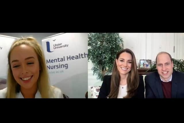 Abigail McGarvey, Year 1 Nursing Student on video call with the Duke and Duchess of Cambridge