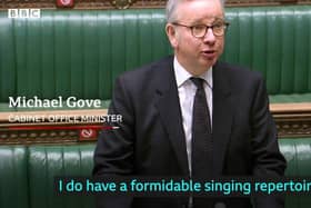 Michael Gove speaking in the Commons. BBC image