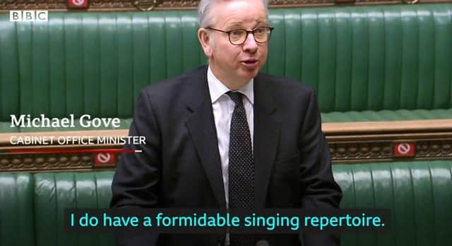 Michael Gove speaking in the Commons. BBC image