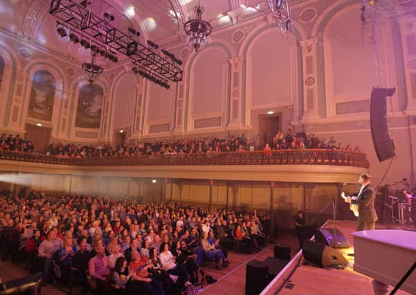 Derek Ryan on stage at his Ulster Hall concert, Belfast, in February 2020. Picture: Cliff Donaldson