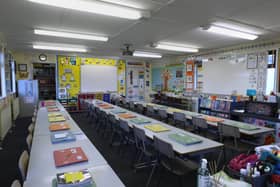 Remote learning packs at St Ronan's Primary School in Newry, Co Down.