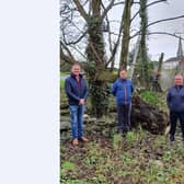 Cllr Kyle Savage, Mr David Martin and Cllr Declan McAlinden at Oakleigh Heights in Lurgan which borders Brownlow House.