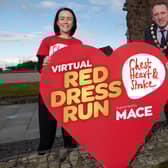 Tara Currie from NI Chest Heart & Stroke with Chair of Mid Ulster District Council, Councillor Cathal Mallaghan.