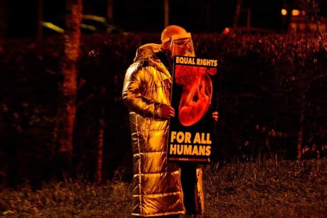 Protest at Portadown Health Centre.