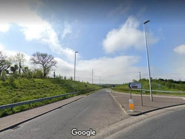The junction of the Ballyrickard Road, Larne with the A8.  Image: Google.