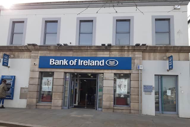 Business at usual at Magherafelt Bank of Ireland branch.