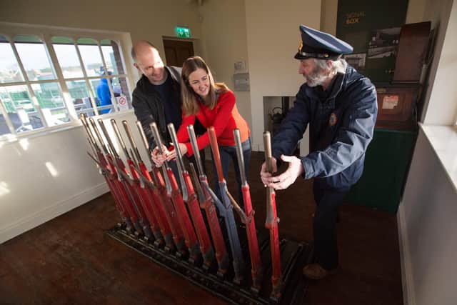 Visitors learning more about the steam train era. Photo taken before lockdown.