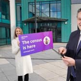 Dr David Marshall and Louise Clarke from NISRA launching the Census.