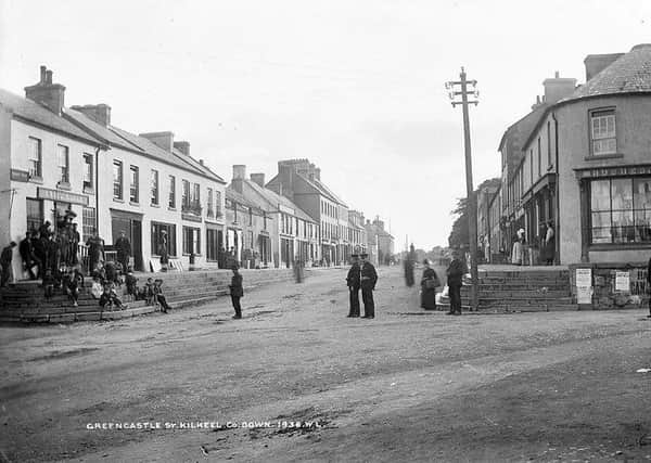 Greencastle Street, Kilkeel, Co Down. NLI Ref.: L_CAB_01936. Picture: National Library of Ireland