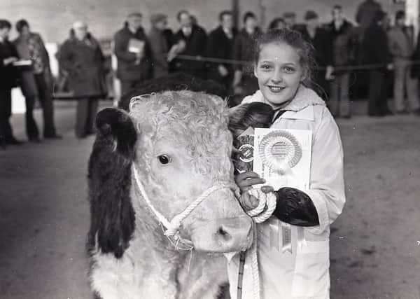 Eleven-year-old Ruth Smiley from Carrickfergus, Co Antrim, with a prize winning Hereford owned by her uncle Mr John Barron. Picture: Randall Mulligan/Farming Life archives