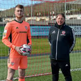 Derry City goalkeeper Nathan Gartside and goalkeeping coach Declan McIntyre. Picture courtesy George Sweeney