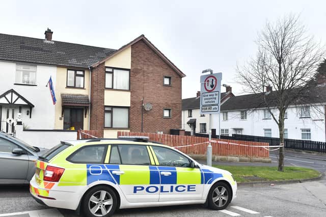 Police at the scene in Derrycoole Way, Rathcoole. 
Pic Colm Lenaghan/Pacemaker