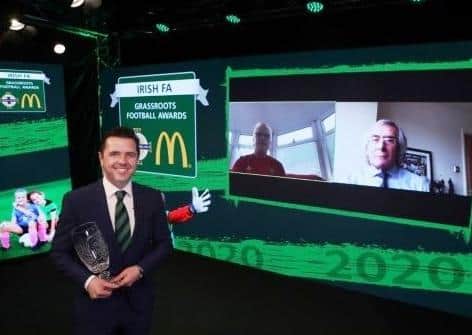 Billy O'Flaherty received the McDonald's IFA Grassroots Football People's Award during a virtual awards ceremony
