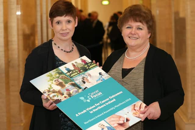 Tracy Martin with Roisin Foster, former Chief Executive of Cancer Focus NI
