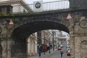 Shipquay Gate in Lononderry city centre.