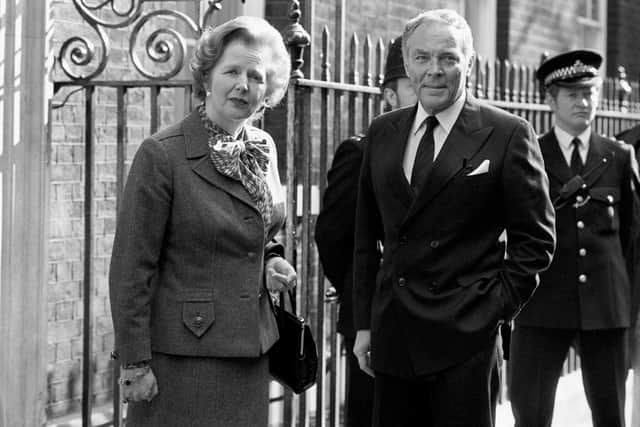Prime Minister Margaret Thatcher greeting United States Secretary of State Alexander Haig when he arrived at 10 Downing Street for talks on the Falklands crisis in April 1982. Picture: PA Wire
