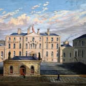 Belfast Royal Hospital in Frederick Street: the courtyard. Watercolour. Picture: Wellcome Trust (https://wellcome.org/press-release/thousands-years-visual-culture-made-free-through-wellcome-images)