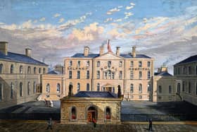 Belfast Royal Hospital in Frederick Street: the courtyard. Watercolour. Picture: Wellcome Trust (https://wellcome.org/press-release/thousands-years-visual-culture-made-free-through-wellcome-images)
