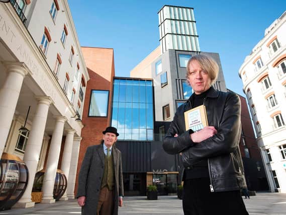 East-Belfast author Glenn Patterson is pictured with Damian Smyth, Head of Literature and Drama at the Arts Council of Northern Ireland