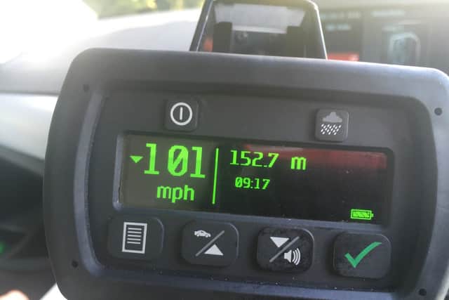Police recorded a vehicle travelling at this speed in the Larne area.  Picture: PSNI