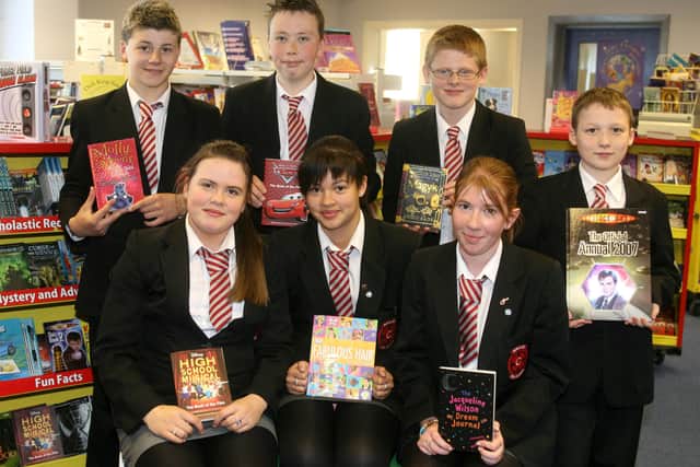 Junior school pupils from Ballee High School at their annual school Book Fair. BT18-207AC