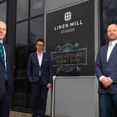 Pictured are (l-r) Gavin Campbell, Barclays Relationship Director; Mark Johnston, Linen Mill Studios Group Finance Director and Andrew Webb, Director at Linen Mill Studios.