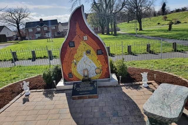 The Memorial Garden to Eileen Duffy, Katrina Rennie and Brian Frizzell who were brutally murdered by loyalist terrorists 30 years ago.