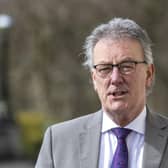 UUP MLA Mike Nesbitt during a press conference at Stormont to give reaction to the finding the Public Prosecution Service (PPS) has not recommended prosecution for anyone concerned in relation to the funeral of prominent Irish Republican Bobby Storey in west Belfast on 30 June 2020. The funeral attracted 2,000 mourners at a time when only 30 people were permitted at public gatherings. PA Photo. Picture date: Tuesday March 30 2021. See PA story ULSTER Coronavirus. Photo credit should read: Liam McBurney/PA Wire