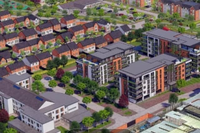 An artist's impression of housing plans for the Belfast Road site.