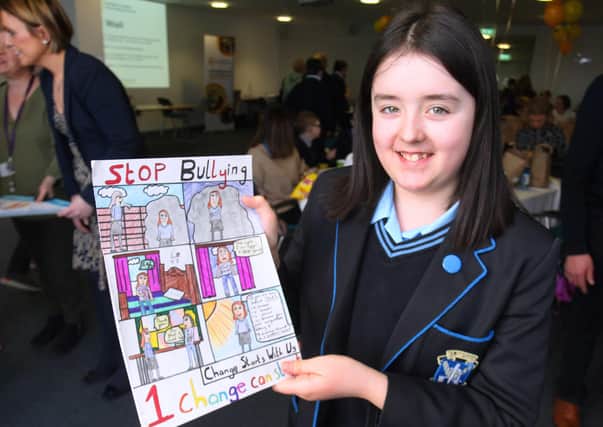 Pictured is Eabha Delegy from St Louis Grammar School, Ballymena, runner-up in the Primary Y8 - P10 Art Category of the anti-bullying creative competition