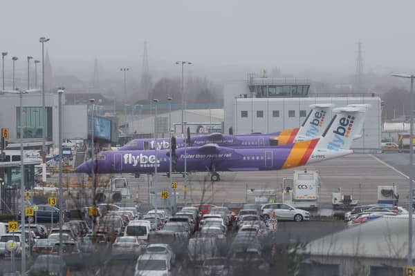Flybe planes parked at Belfast City Airport