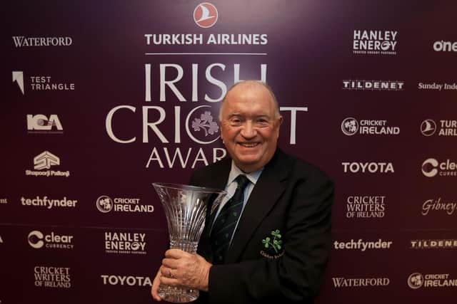 Joe Doherty was honoured for Outstanding Service to Irish Cricket during the Turkish Airlines Irish Cricket Awards 2020 at The Marker Hotel in Dublin.