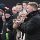 Carrick Rangers boss Niall Currie during Saturday's game with Linfield. Pic by Pacemaker.