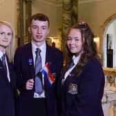 Carrickfergus Academy pupils (from left) Rachel Johnston, Thomas Blain and Lara Bailey.