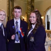 Carrickfergus Academy pupils (from left) Rachel Johnston, Thomas Blain and Lara Bailey.