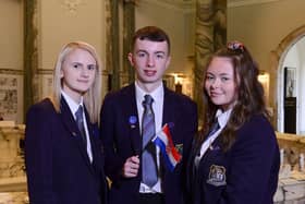 Carrickfergus Academy pupils (from left) Rachel Johnston, Thomas Blain and Lara Bailey.