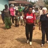 Reverend Dr Liz Hughes (right) in Bayama, Sierra Leone.