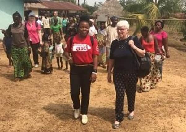 Reverend Dr Liz Hughes (right) in Bayama, Sierra Leone.