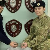 L-R Petty Officer Lewis Allison from Ballymena Sea cadets with Cadet Lance Corporal Katie Ballie from Antrim Detachment