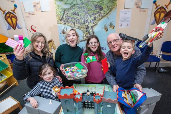 Councillors Cheryl Johnston and Billy Ashe pictured with Shirin Murphy (MEA) and children who are looking forward to the Brick Built event.