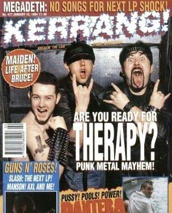 On the front cover of metal magazine Kerrang! in 1994