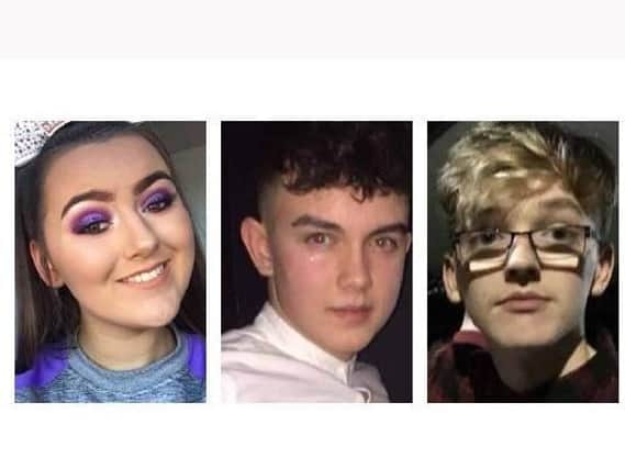 Lauren Bullock, 17, Connor Currie, 16, and Morgan Barnard, 17, and died after the incident.