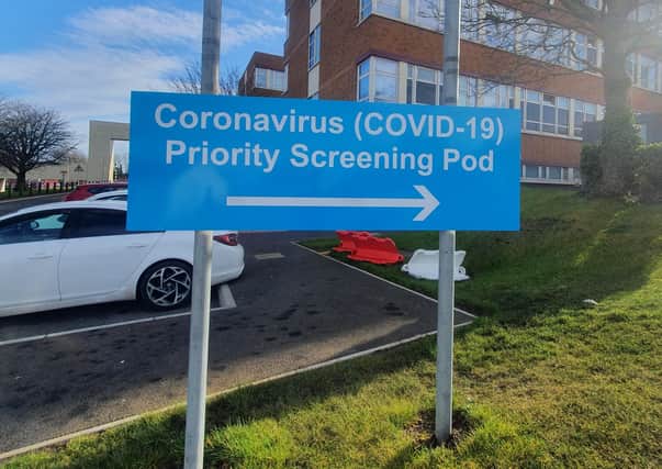 Coronavirus screening at Craigavon Hospital.