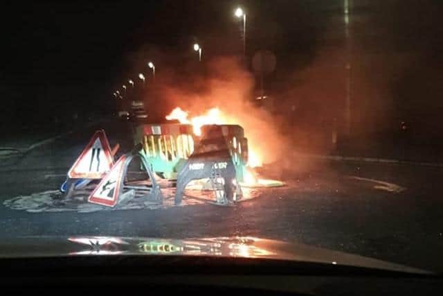 Fire on a roundabout in Lurgan